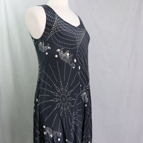 Johnny Was Rhea Maxi Dress XS Black Silk Tigers Sun Bursts Whimsigoth - Picture 10 of 16